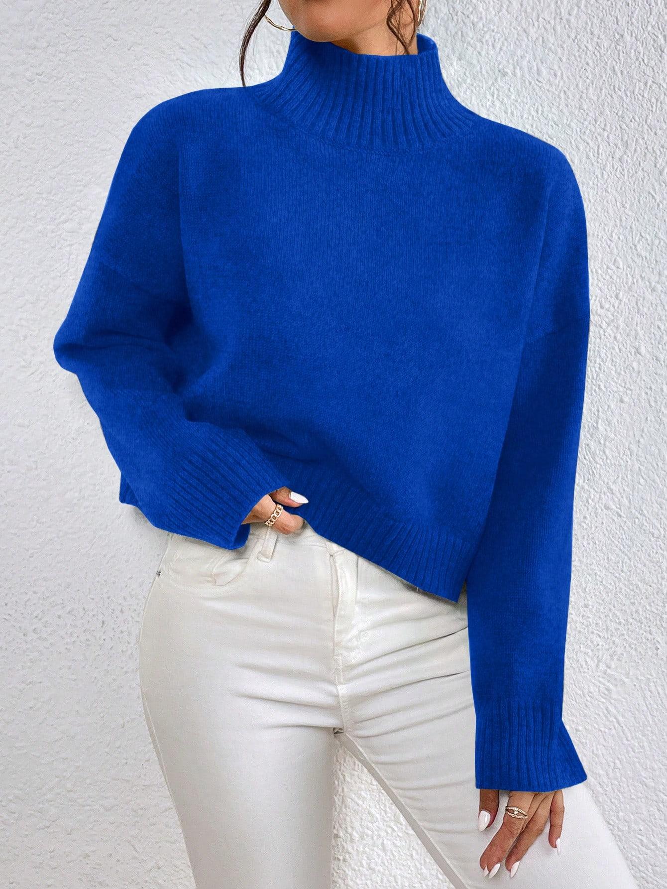 NIEBIESKI DZIANINOWY SWETER