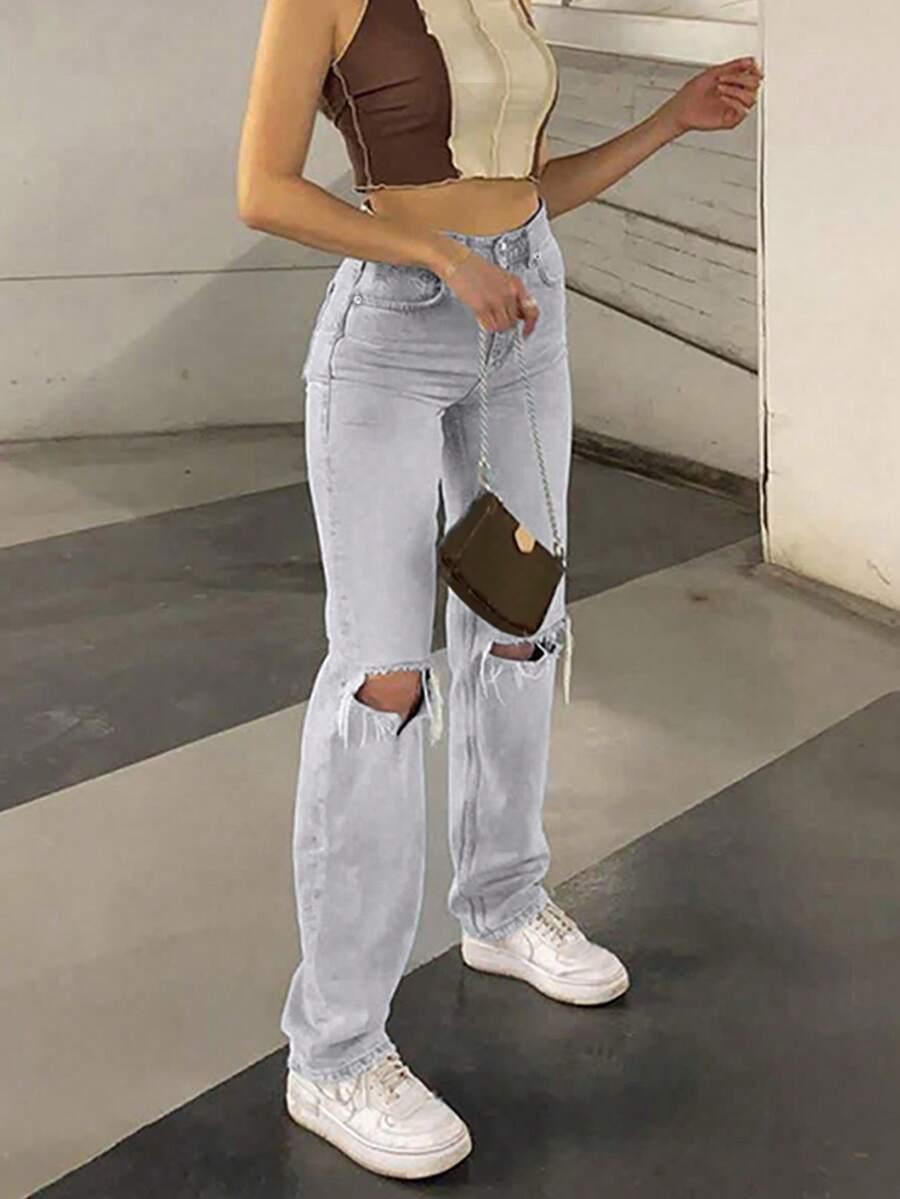 szare spodnie jeans 