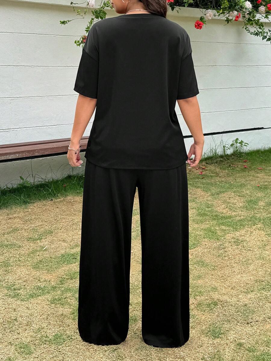 czarny KOMPLET T-SHIRT SPODNIE