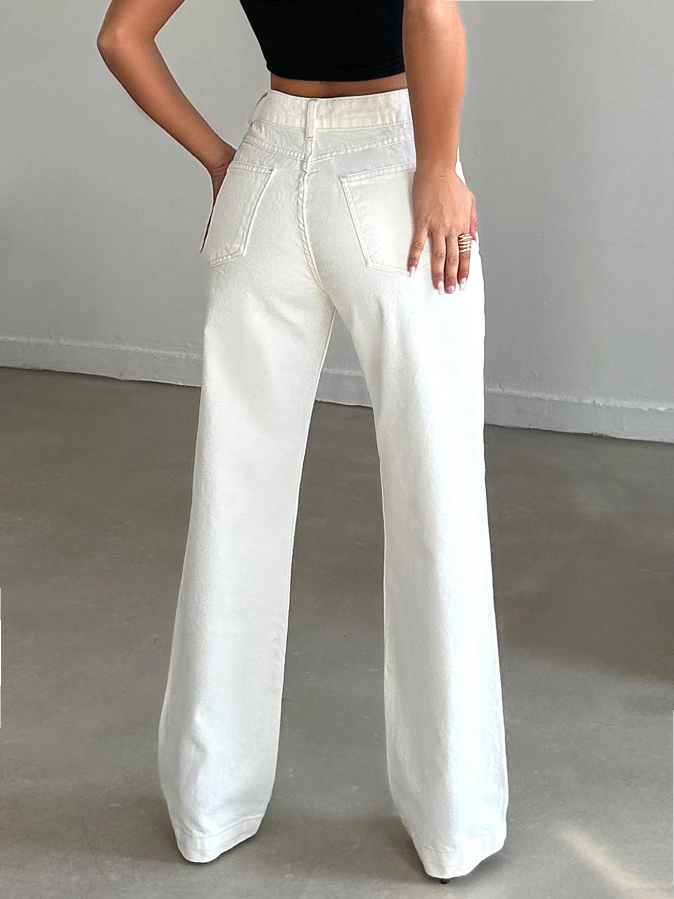 BIAŁE SPODNIE JEANS
