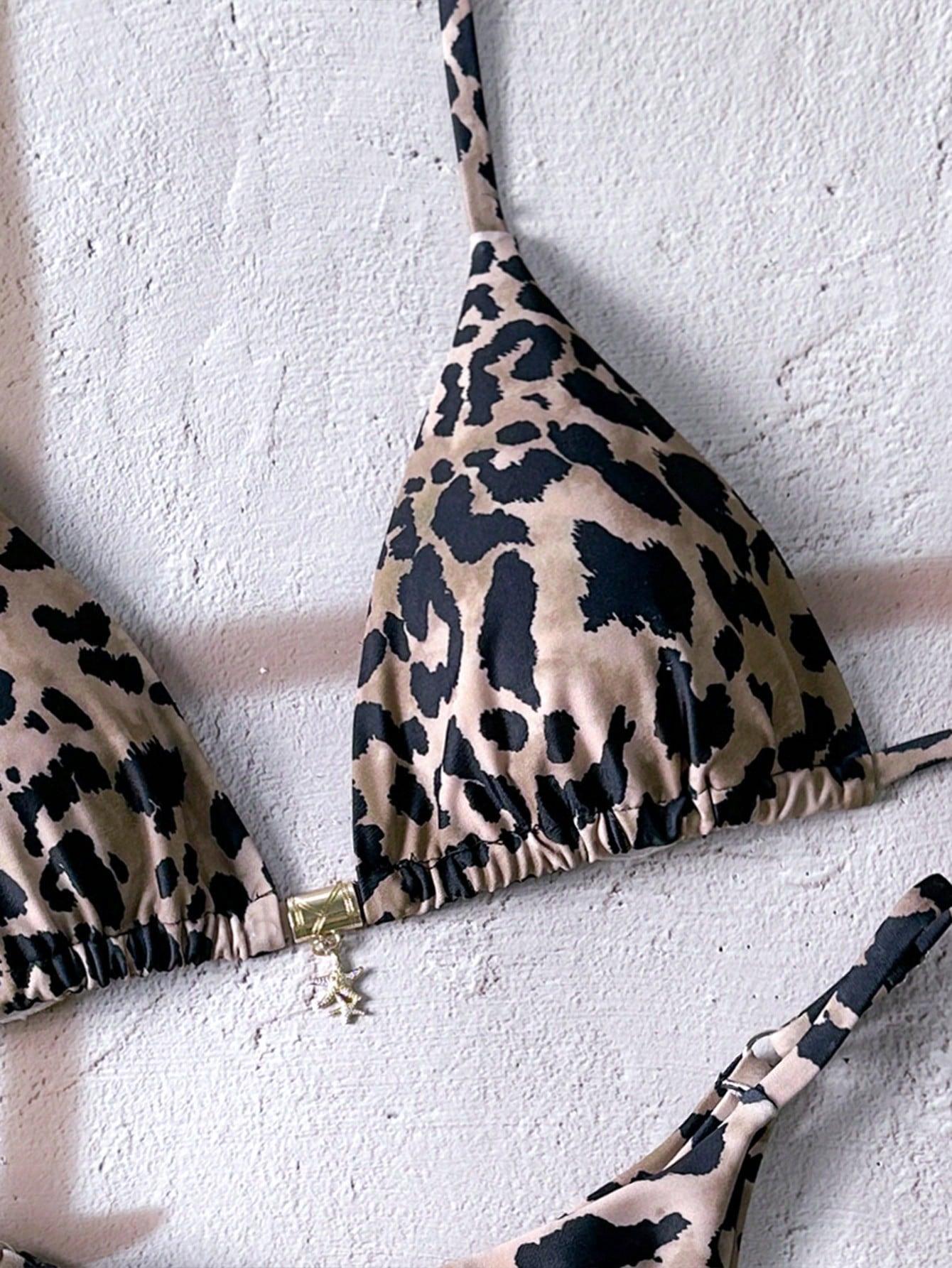 dwuczęściowy strój kąpielowy animal print