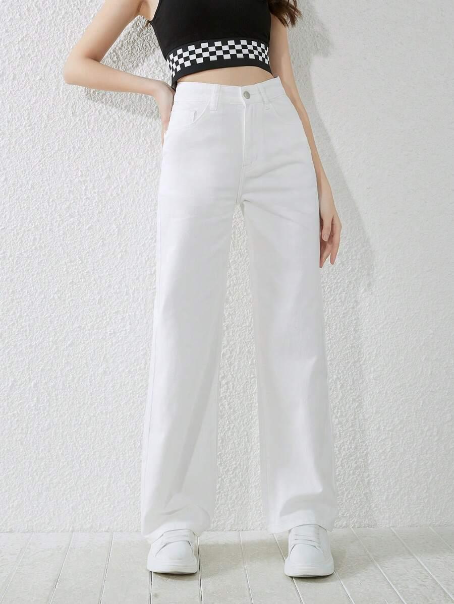 BIAŁE SPODNIE JEANS