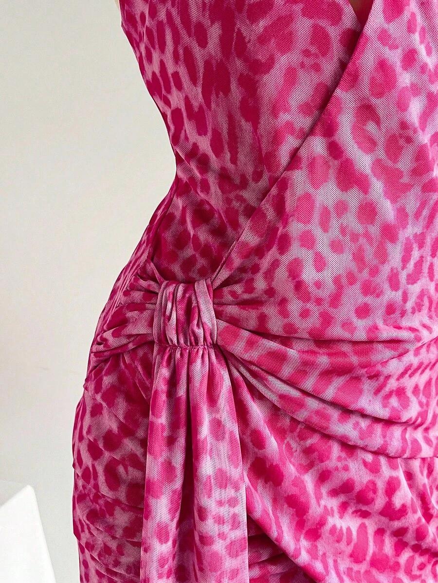 RÓŻOWA MINI SUKIENKA ANIMAL PRINT