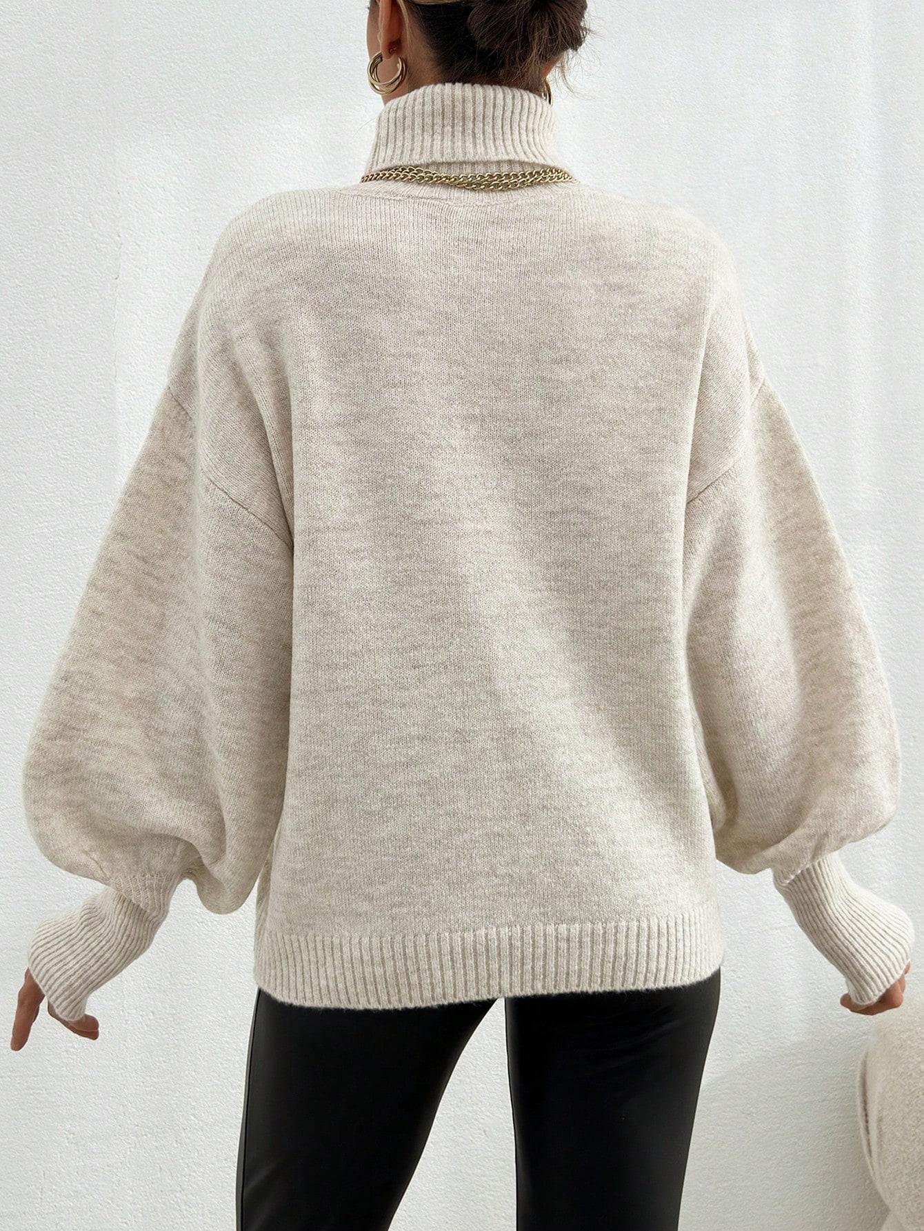 KREMOWY DZIANINOWY SWETER 