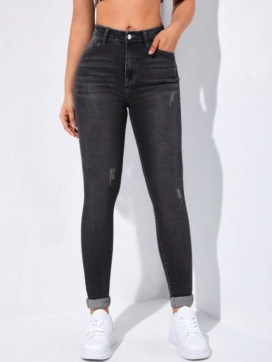 CZARNE SPODNIE JEANS 