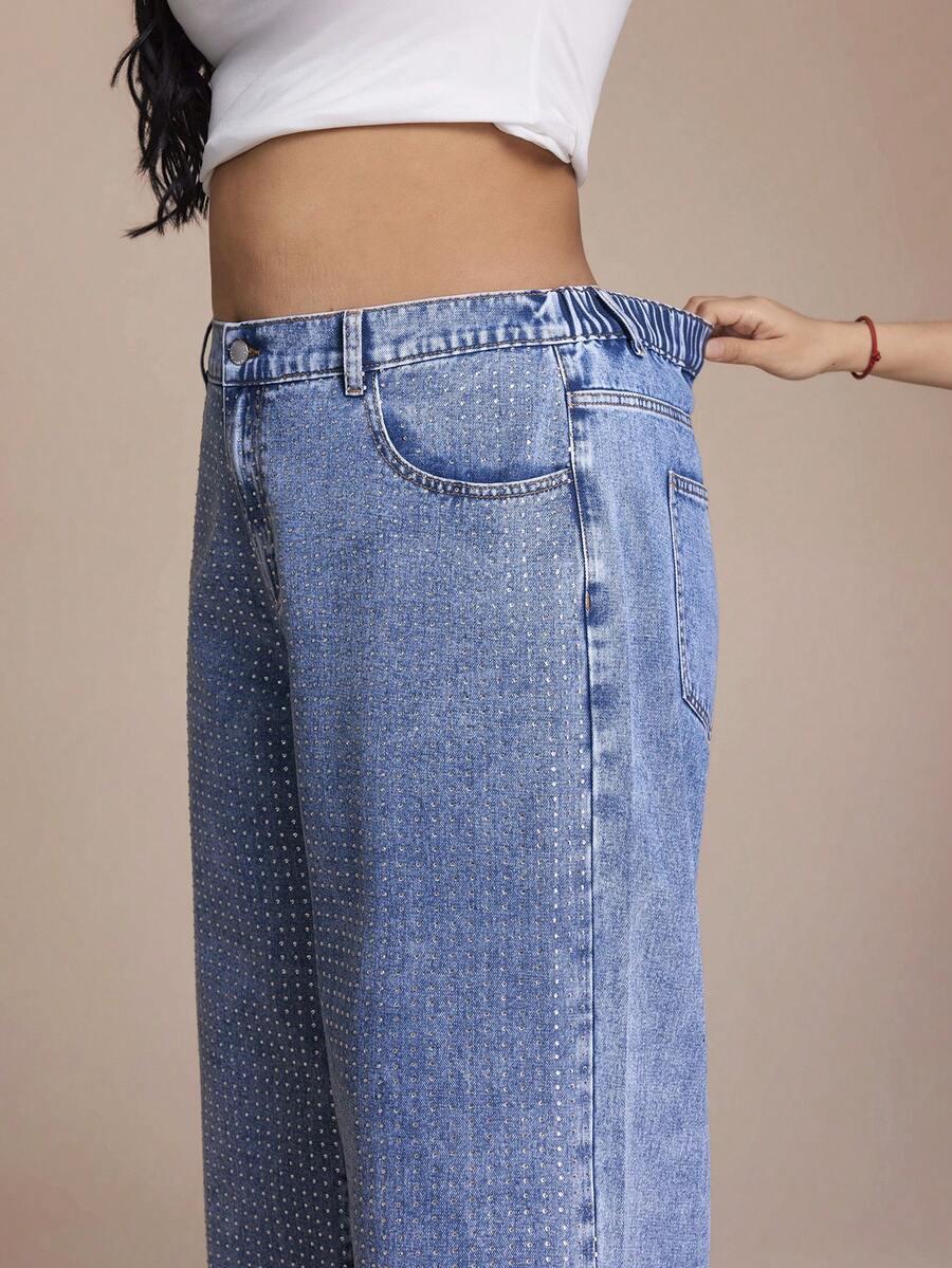 NIEBIESKIE SPODNIE JEANS ZDOBIENIA