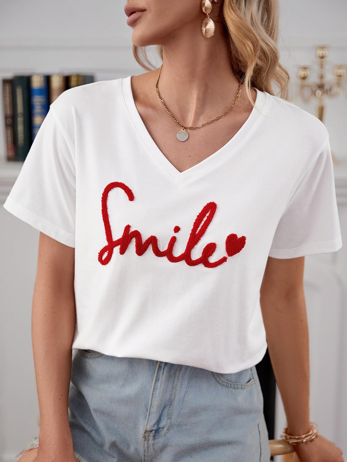BIAŁY T-SHIRT HAFT