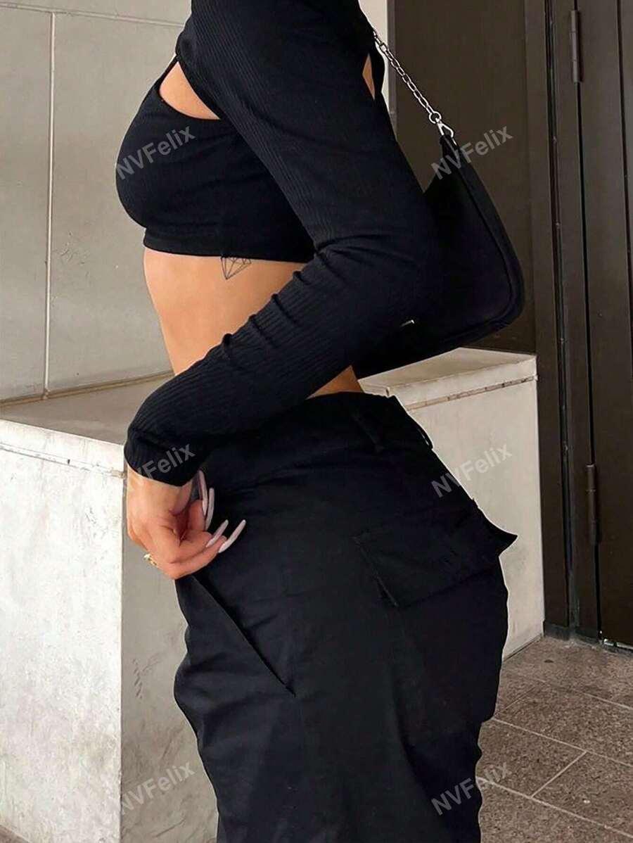 CZARNE SPODNIE CASUAL KIESZENIE