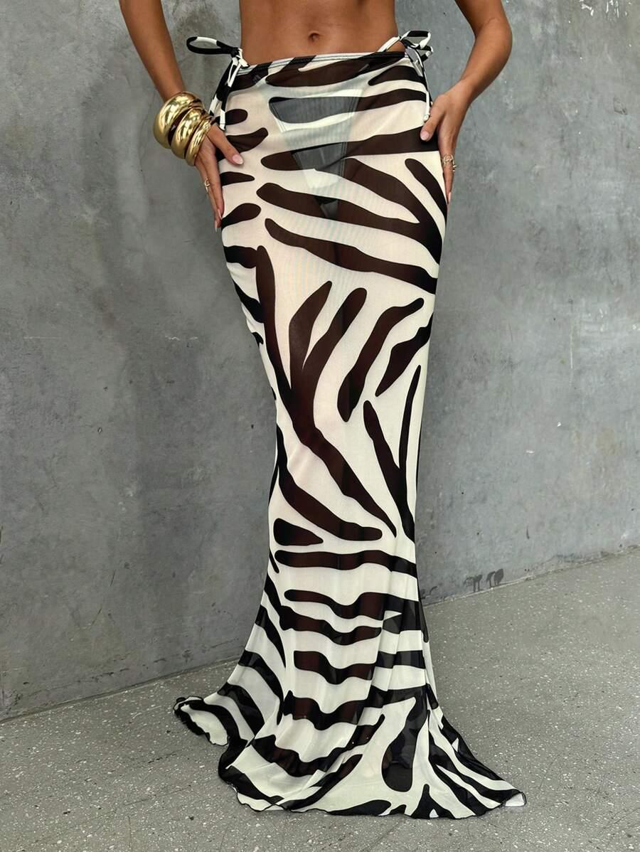 MAXI SPÓDNICA SIATECZKA ANIMAL PRINT 