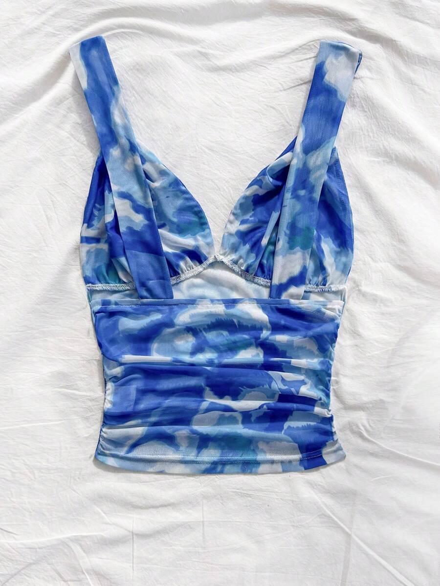 NIEBIESKI TOP PRINT