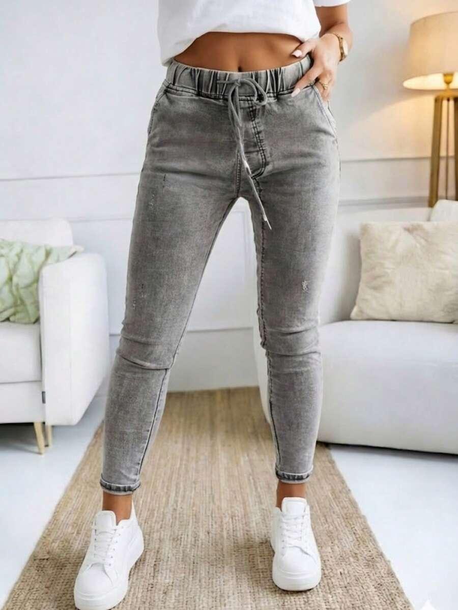 SZARE SPODNIE JEANS