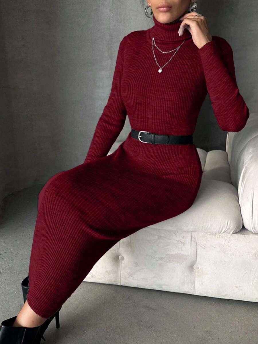 CZERWONA DZIANINOWA SUKIENKA