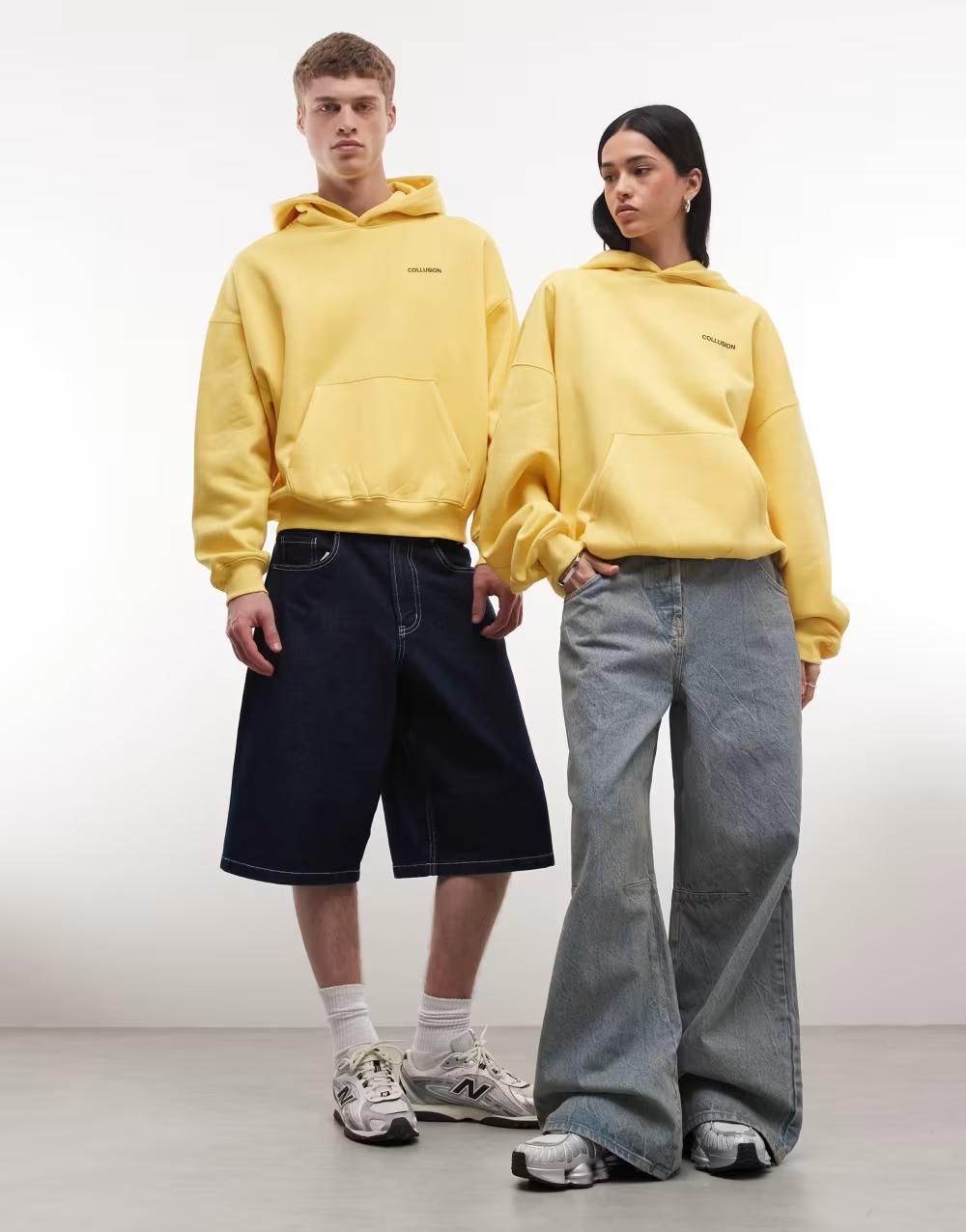 żółta bluza oversize kaptur logo