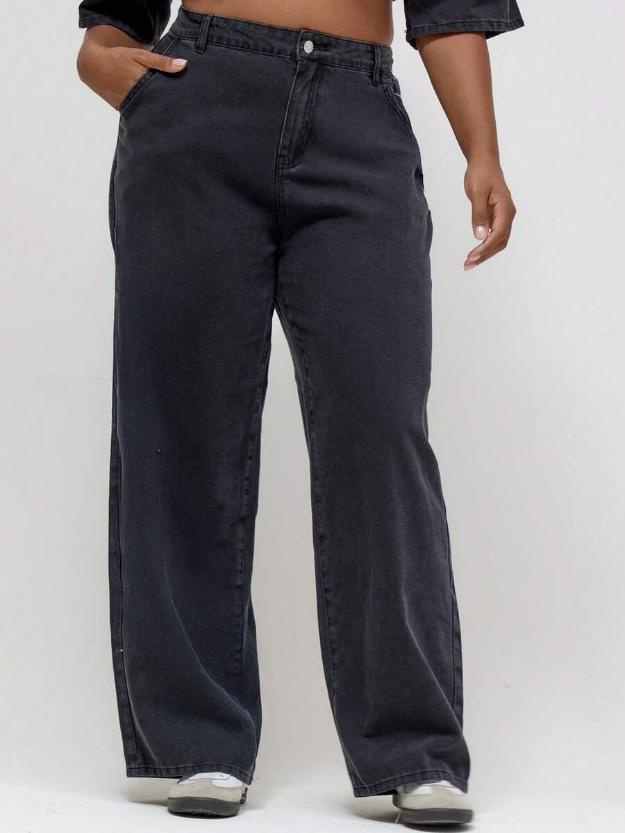 czarne spodnie jeans proste nogawki