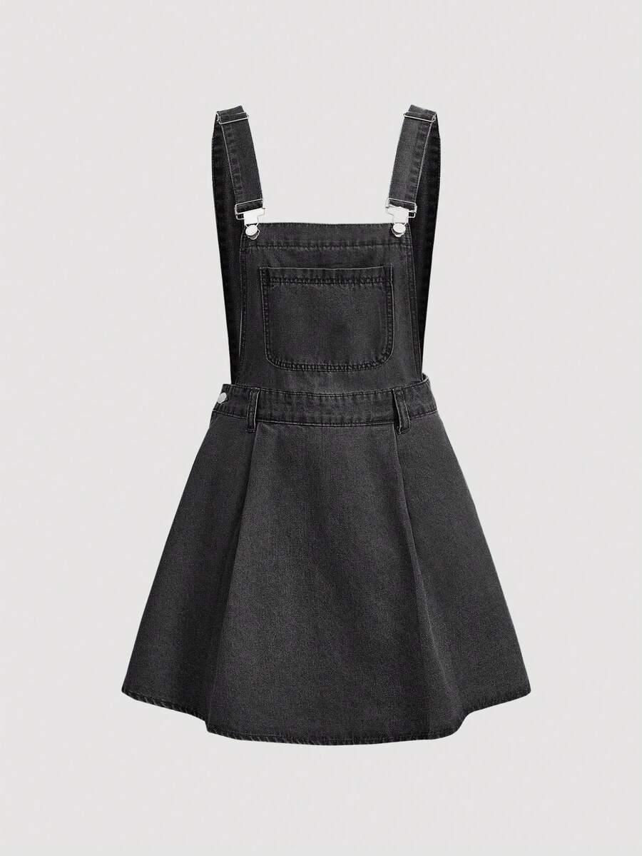 czarna sukienka jeans szelki