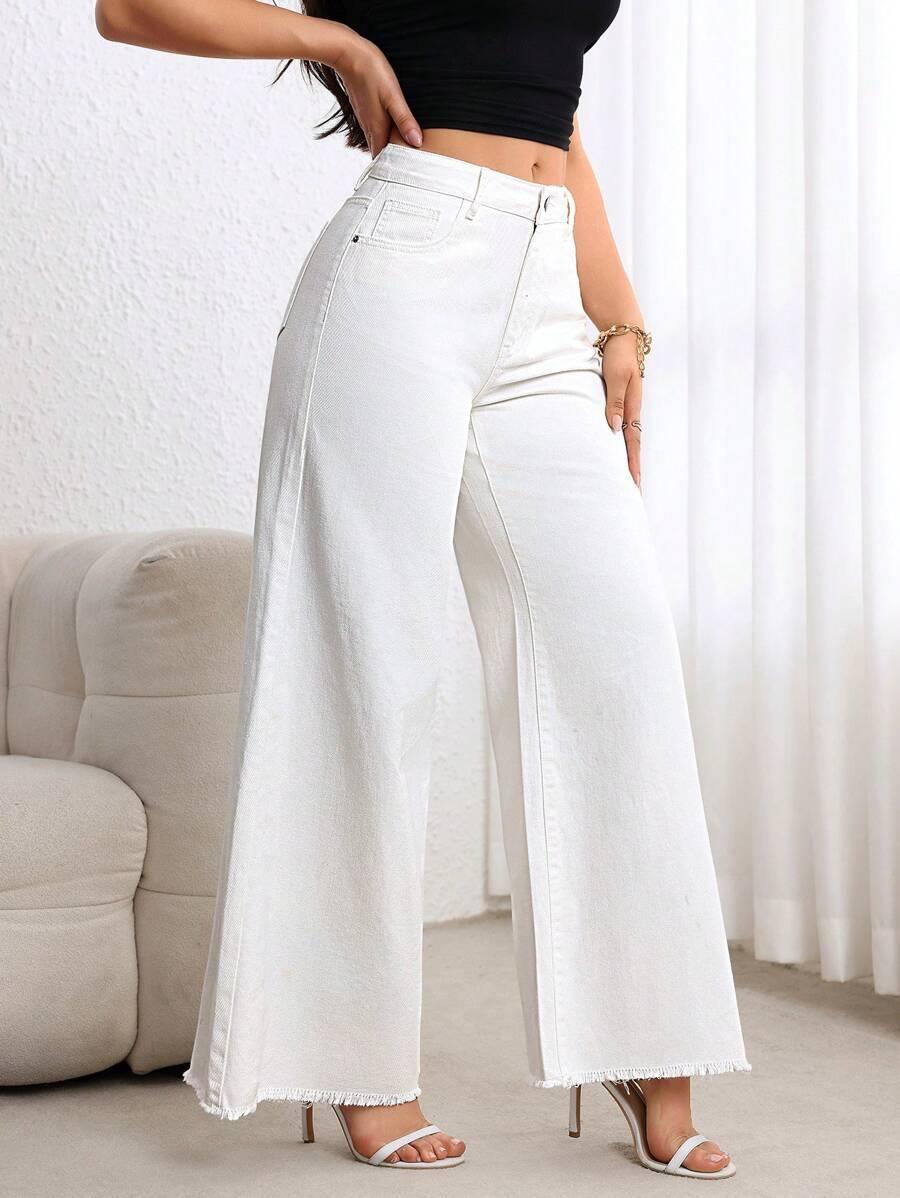 BIAŁE SPODNIE JEANS