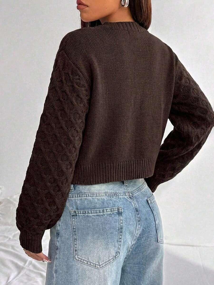 BRĄZOWY SWETER GUZIKI