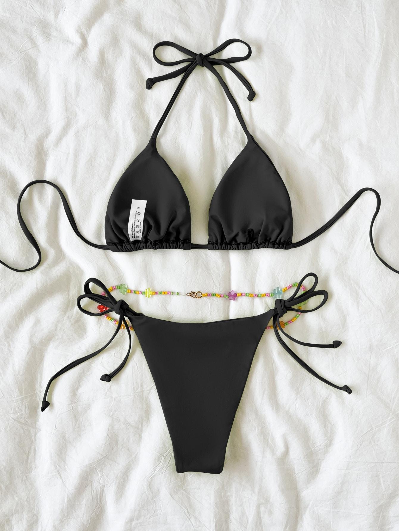 dwuczęściowy kostium bikini komplet koraliki