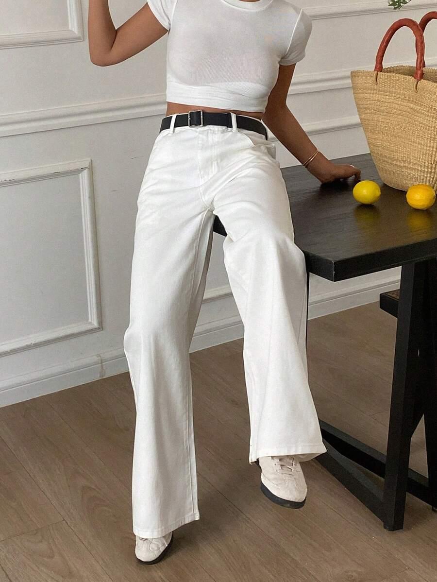 BIAŁE SPODNIE JEANS