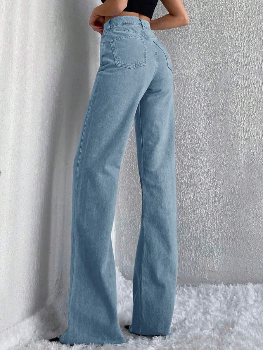 niebieskie spodnie jeans wysoki stan