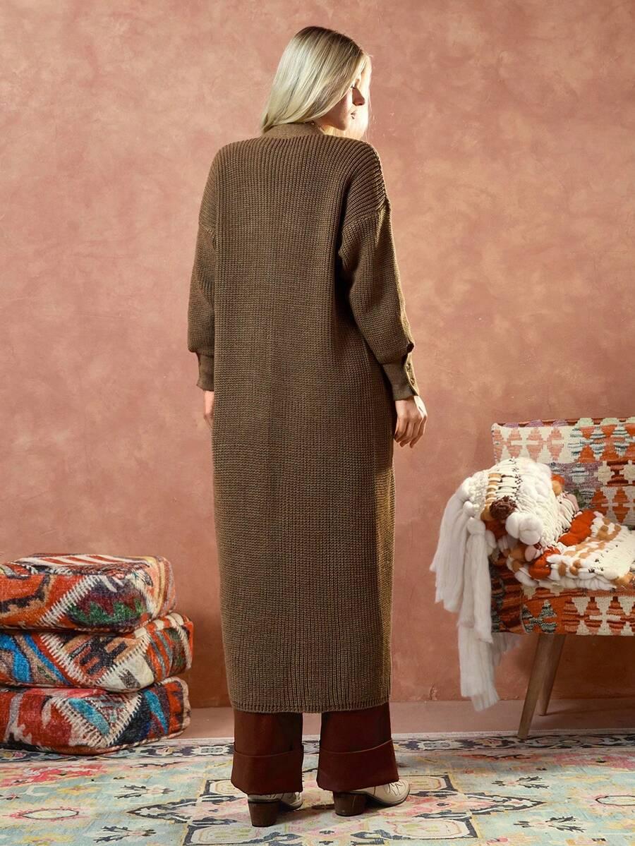 BRĄZOWY SWETER GUZIKI