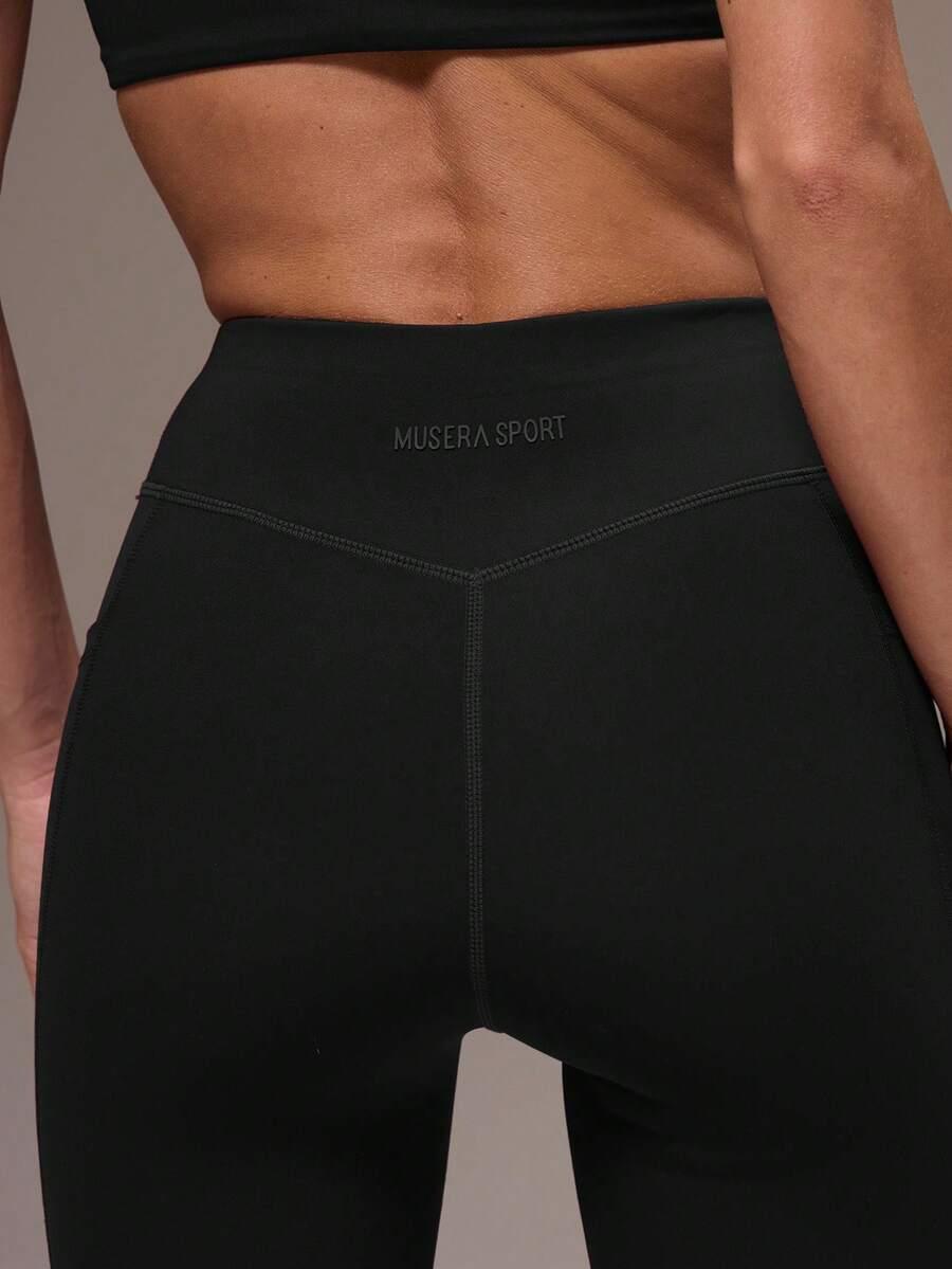 czarny top legginsy komplet