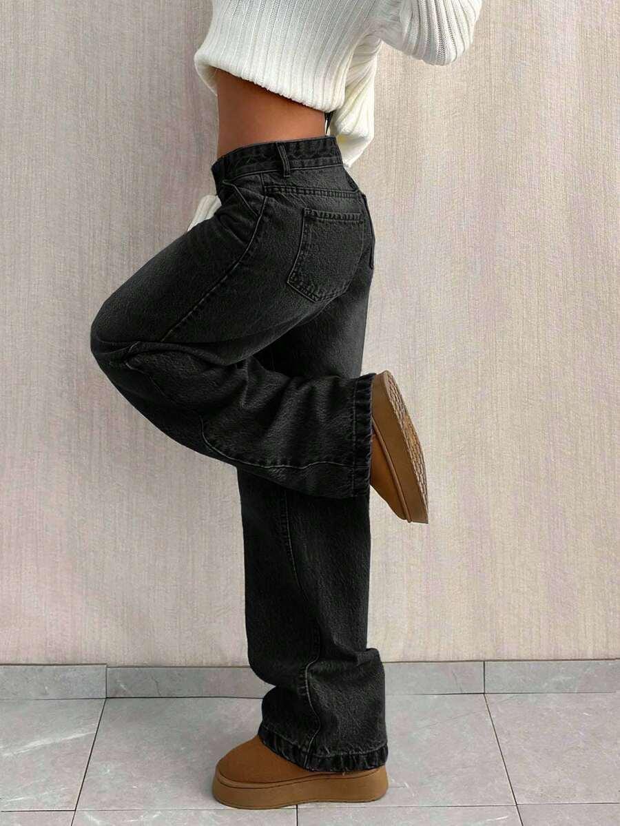 CZARNE SPODNIE JEANS