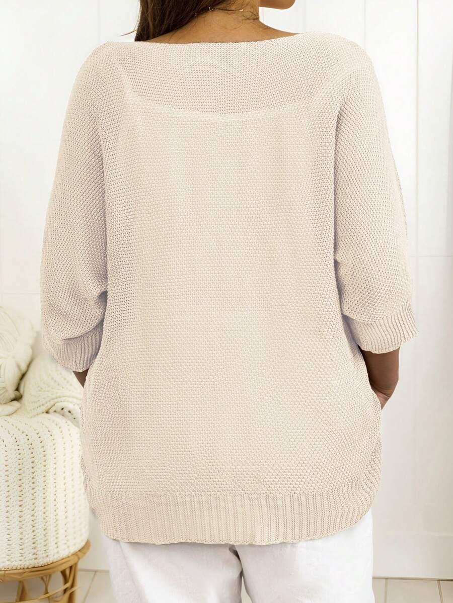 sweter okrągły dekolt rękaw 3/4