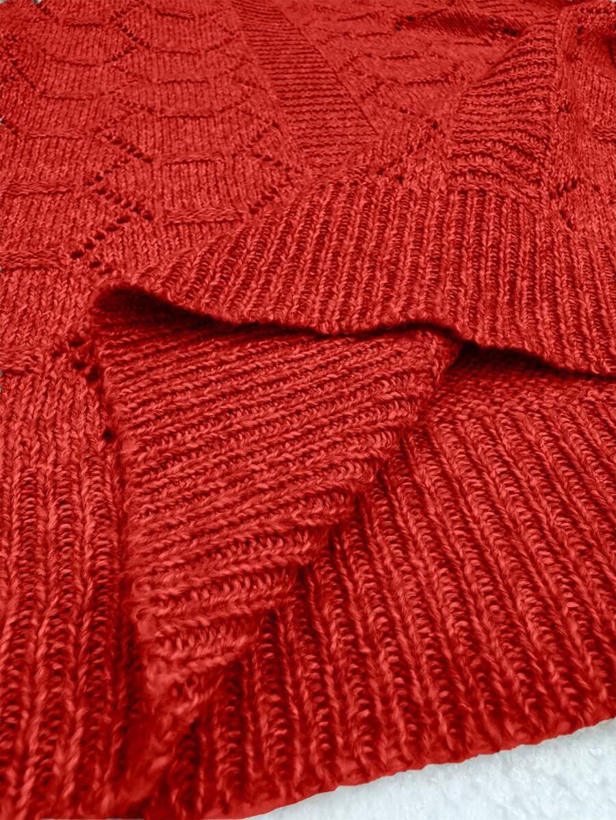 czerwony sweter v neck