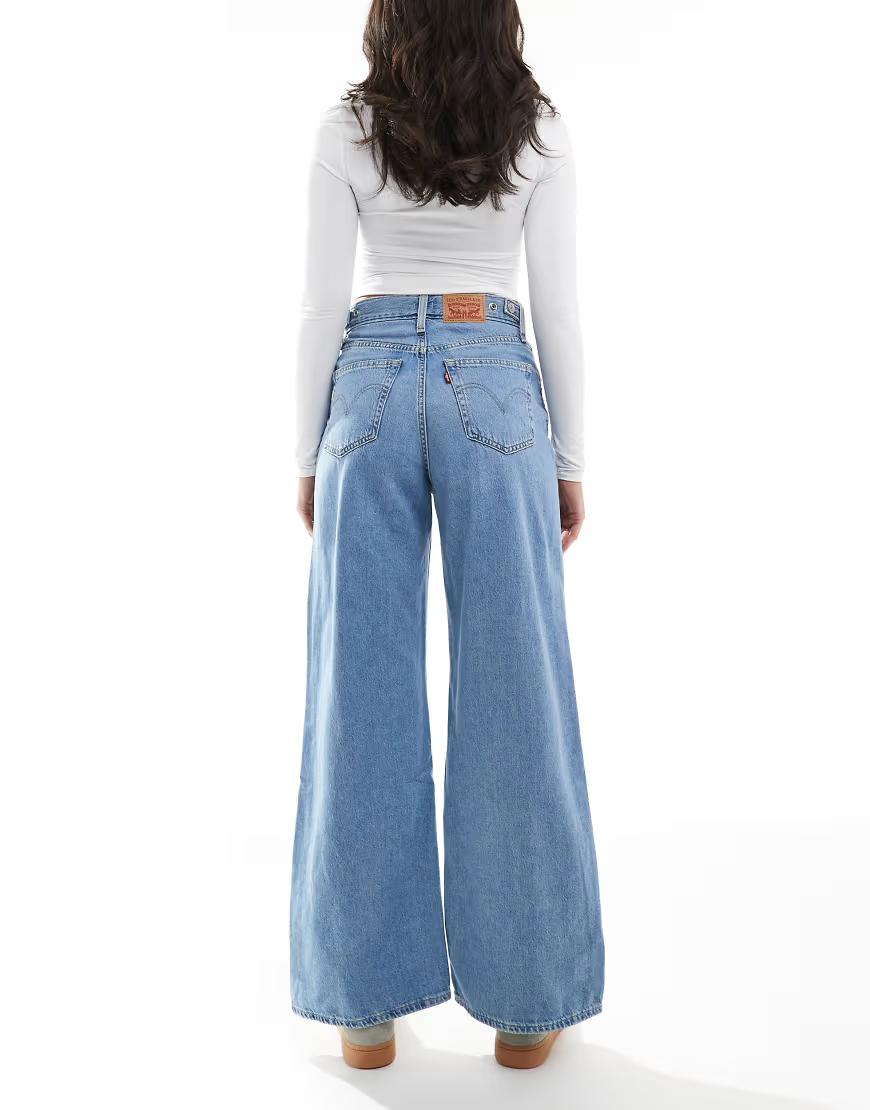 NIEBIESKIE SPODNIE JEANS SZEROKIE NOGAWKI
