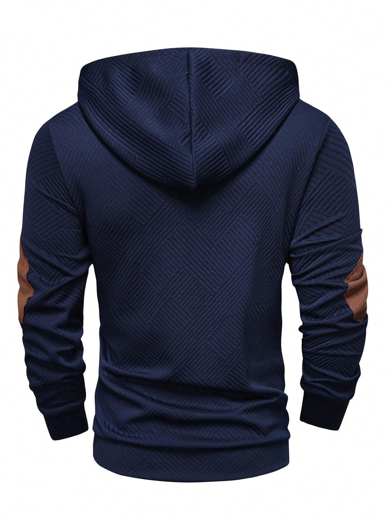 GRANATOWA BLUZA TEKSTURA KAPTUR 
