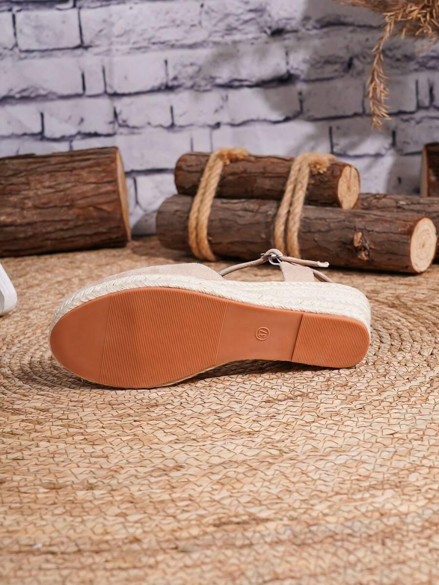 BEŻOWE ESPADRYLE koturn