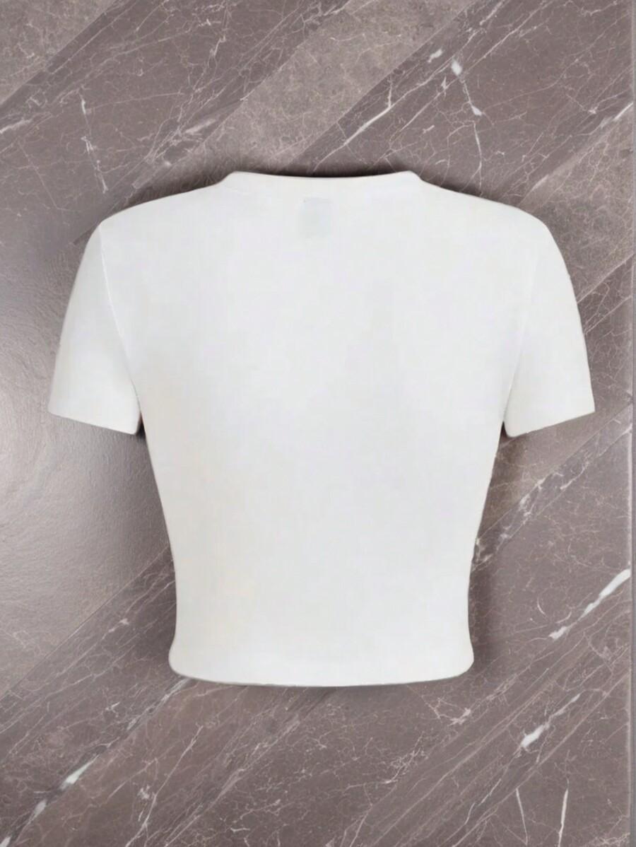 BIAŁY CROP TOP OKRĄGŁY DEKOLT 
