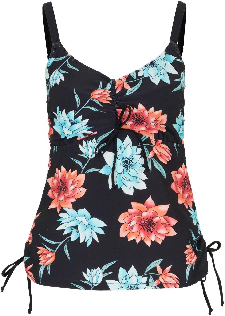 czarna góra od bikini tankini kwiaty