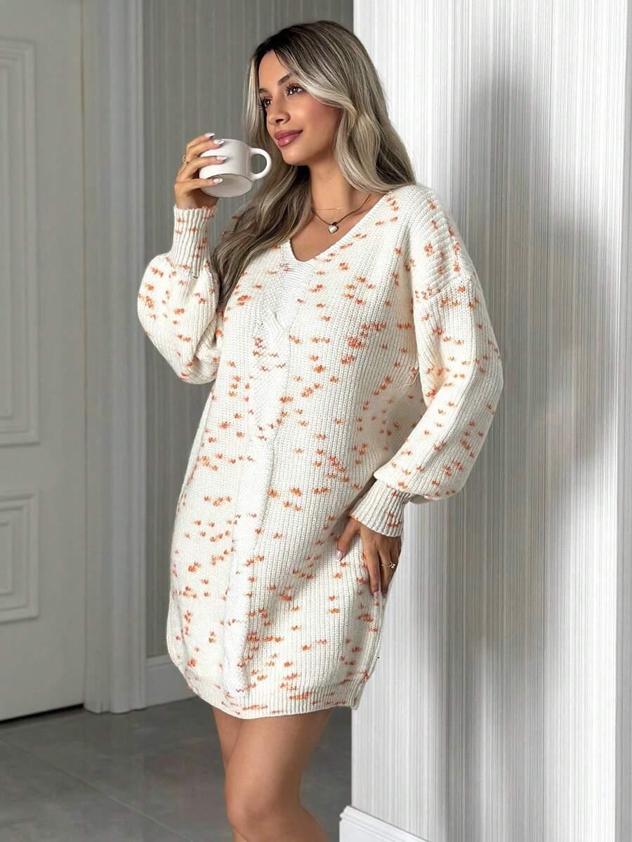 DZIANINOWA SUKIENKA V-NECK 