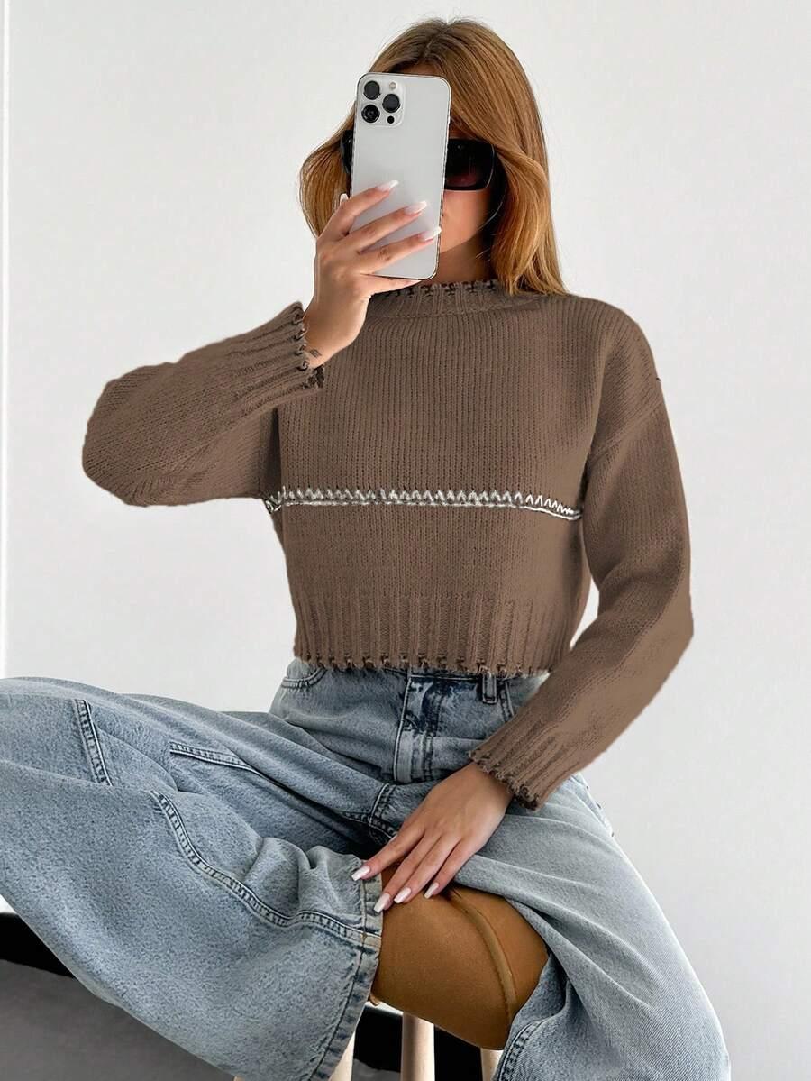brązowy dzianinowy sweter 
