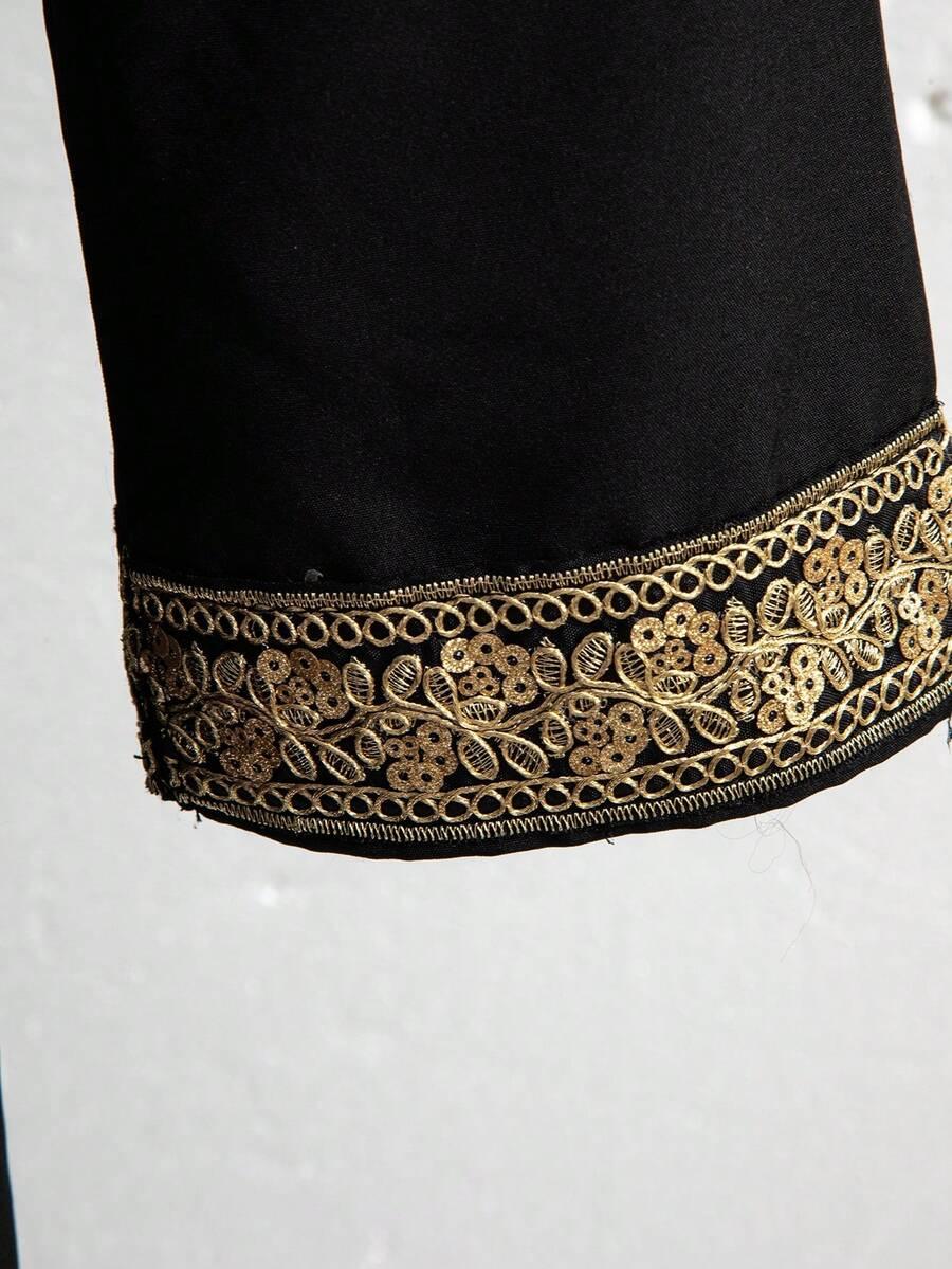 czarna sukienka abaya zdobienie