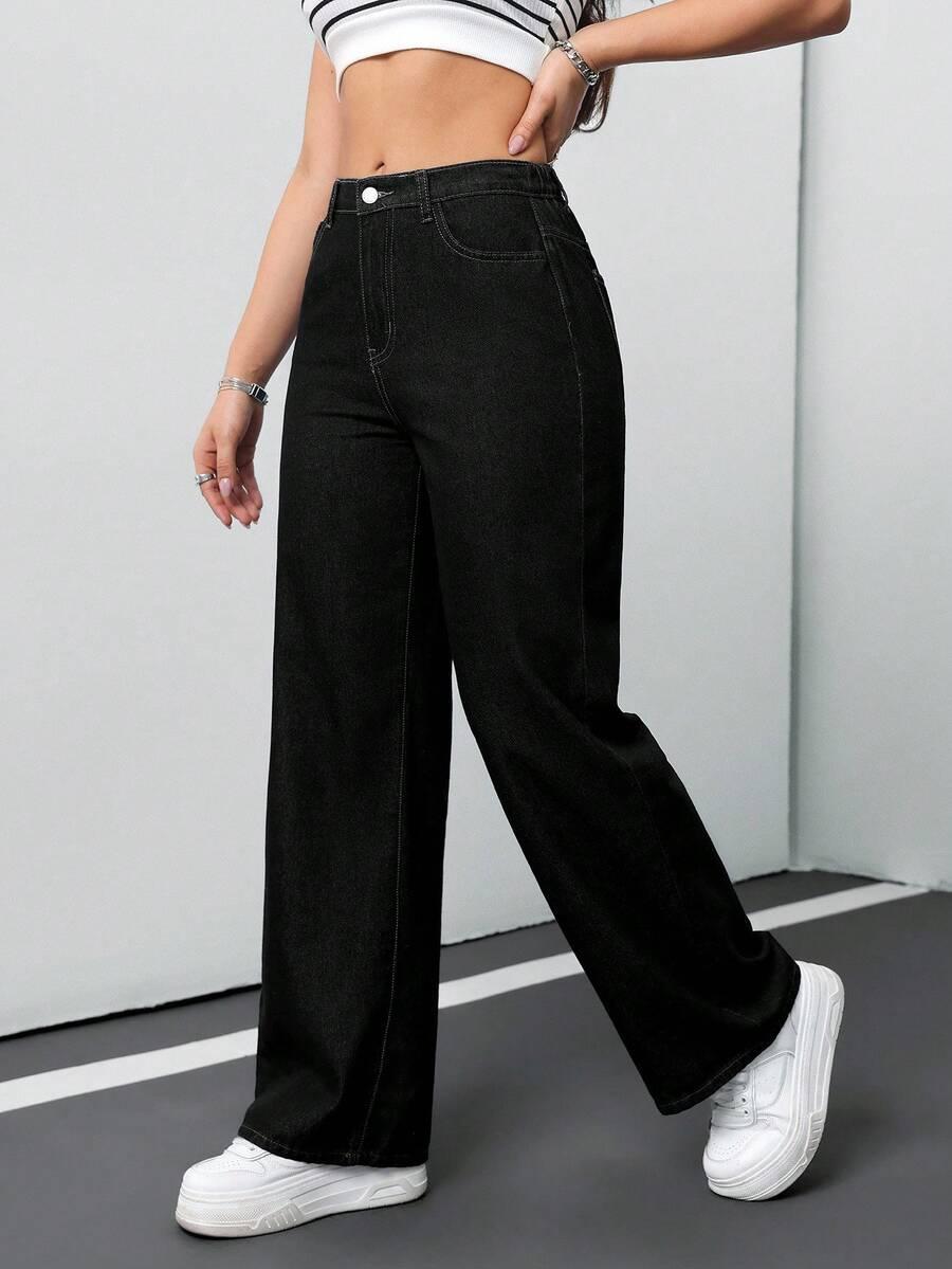 CZARNE SPODNIE JEANS