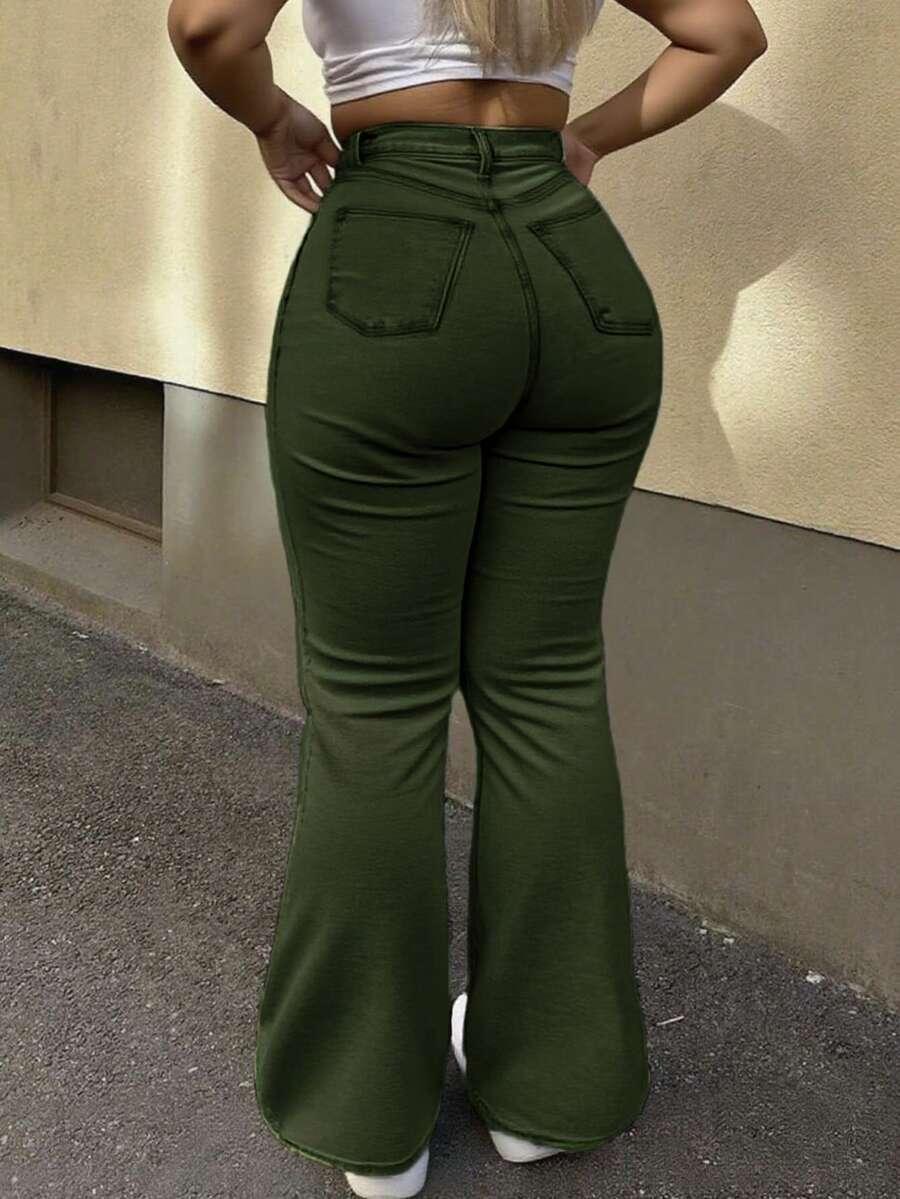zielone spodnie jeans 