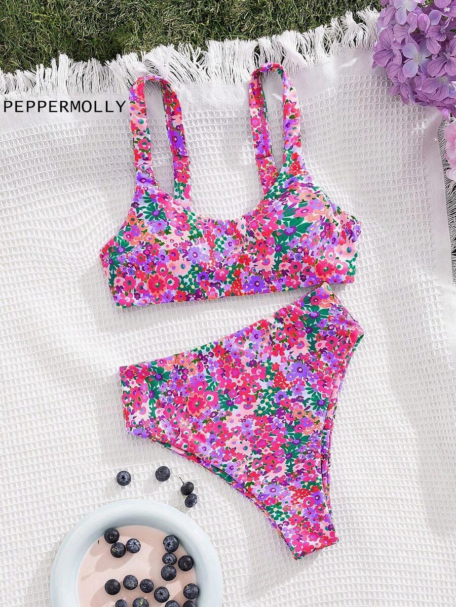 KOMPLET BIKINI WZÓR KWIATY