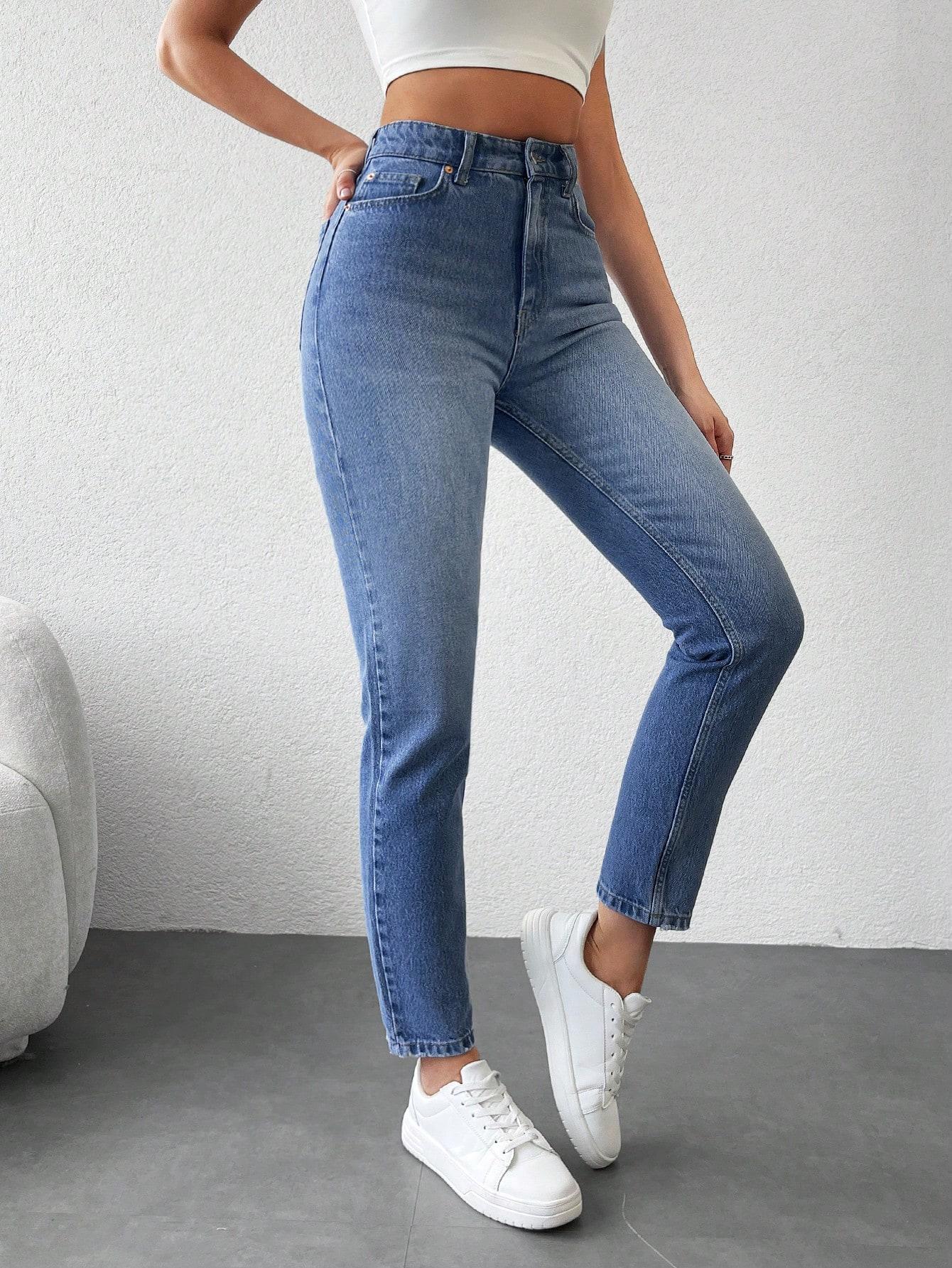 SPODNIE MOM JEANS HIGH WAIST KIESZENIE