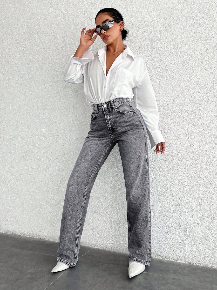 SZARE SPODNIE JEANS 