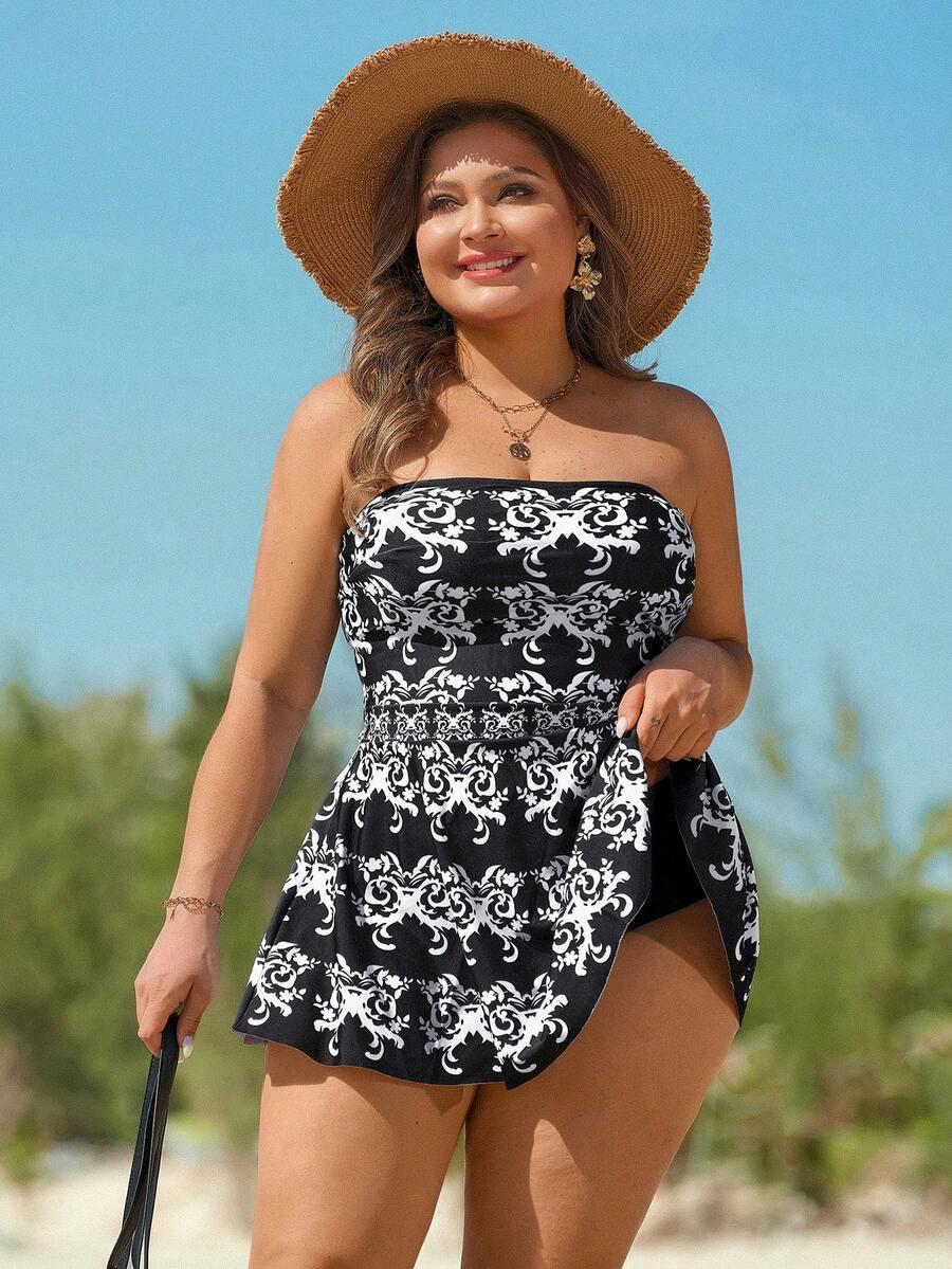 KOMPLET TANKINI Z WZOREM