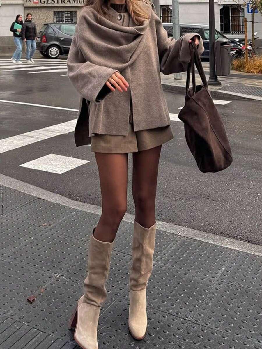 brązowy sweter narzutka
