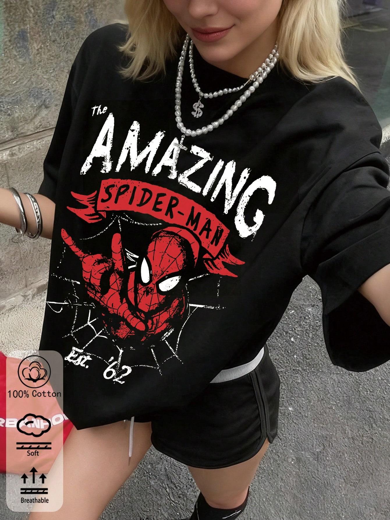 BAWEŁNIANY T-SHIRT Z NADRUKIEM