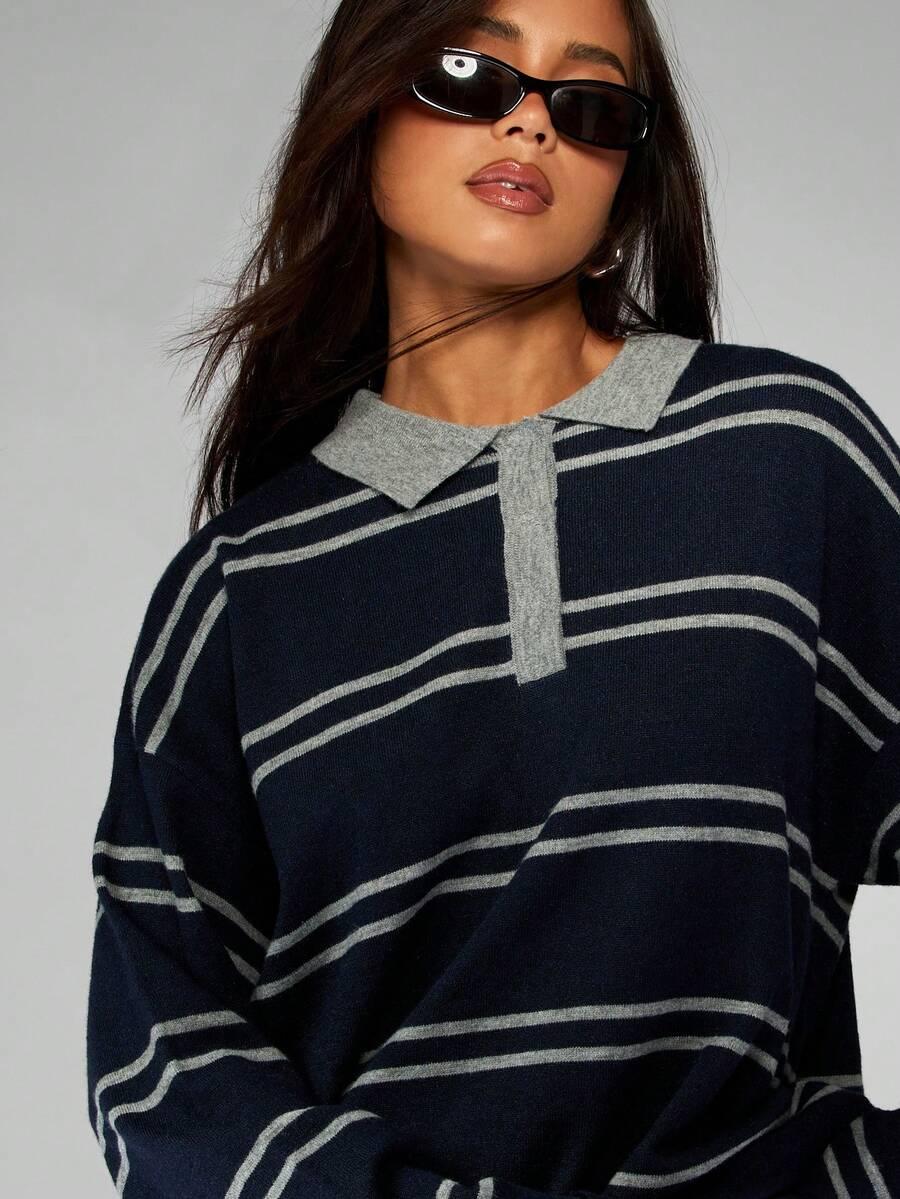 SWETER W PASKI KONTRAST
