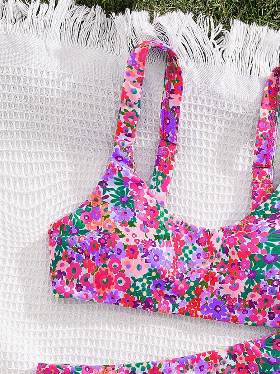 KOMPLET BIKINI WZÓR KWIATY