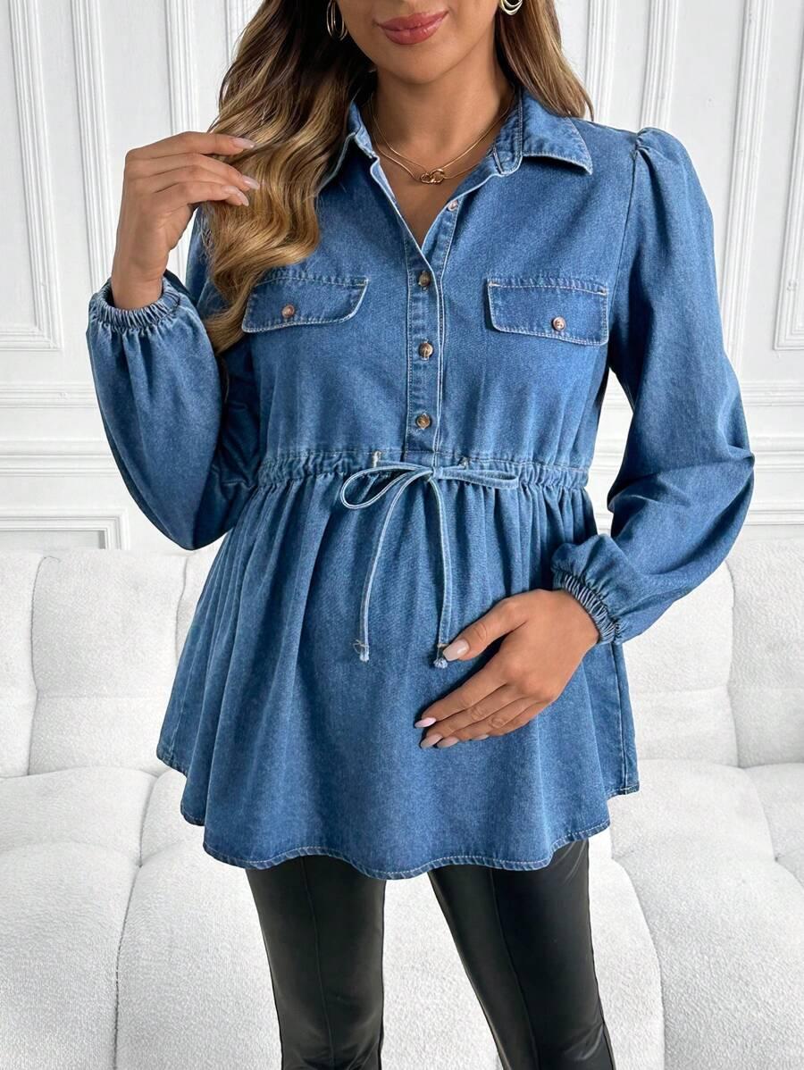 CIĄŻOWA BLUZKA JEANS