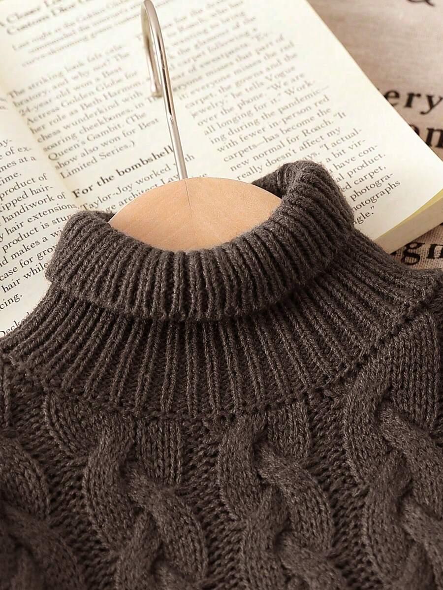 BRĄZOWY DZIANINOWY SWETER