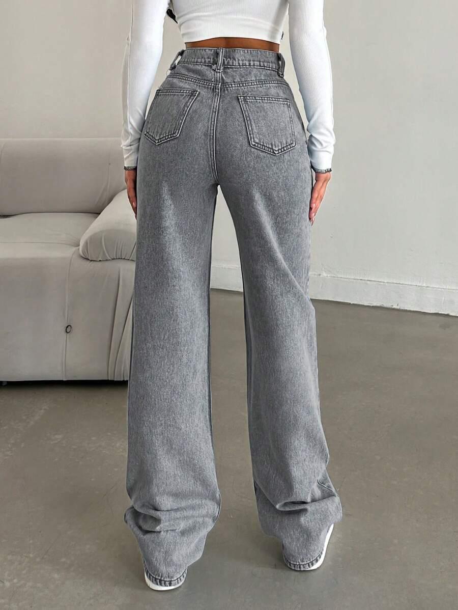 SZARE PROSTE SPODNIE JEANS
